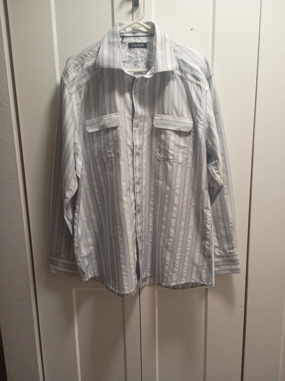 Zagiri Men's Light Blue Striped Dress Shirt